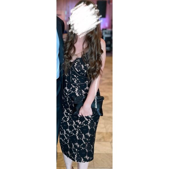 Black Jarlo Cami Strap Allover Floral Lace Midi Dress, size 4 - Picture 5 of 6